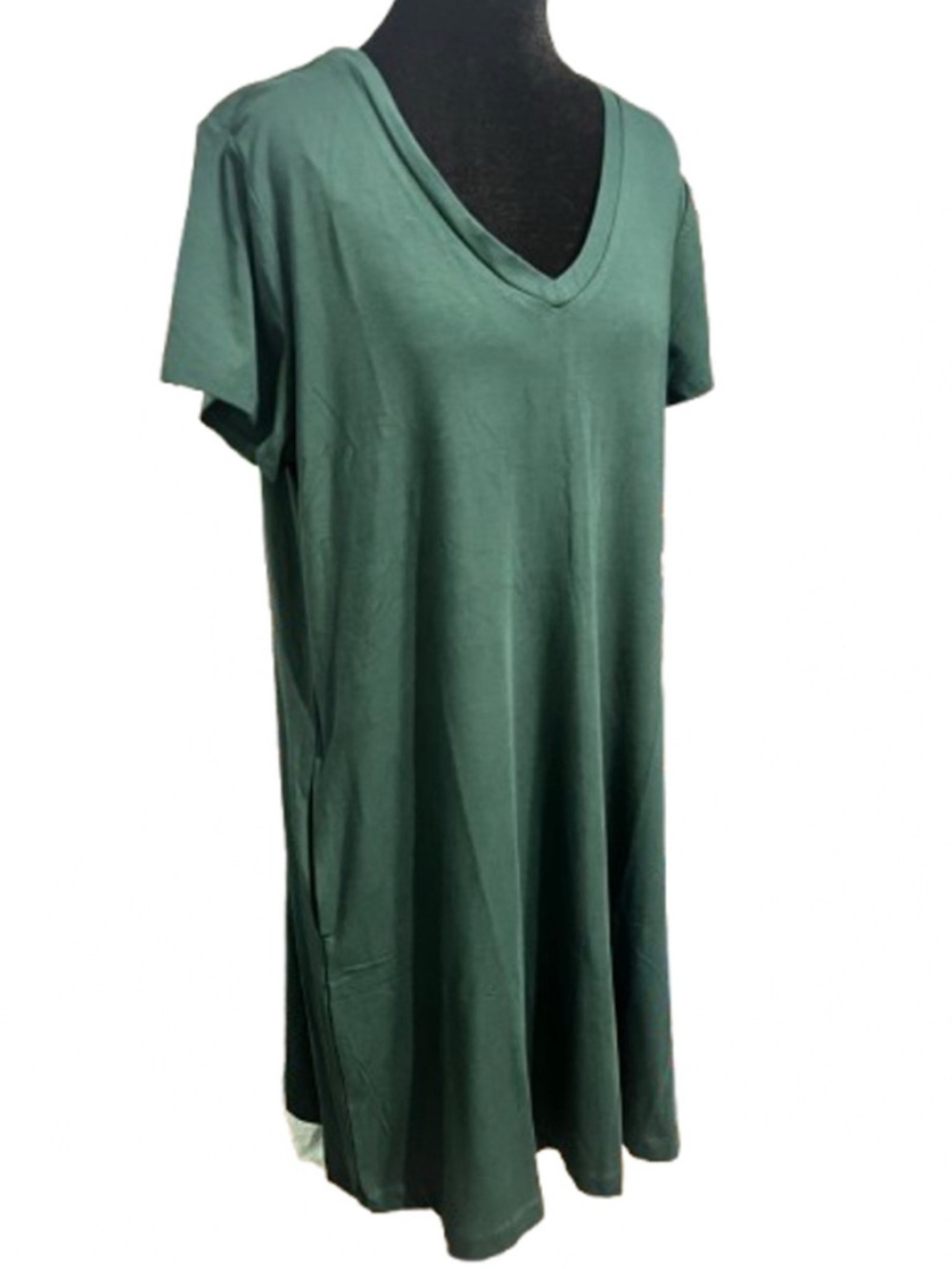 Saks Premise Dresses Green V-Neck Short Sleeve Dress Size L